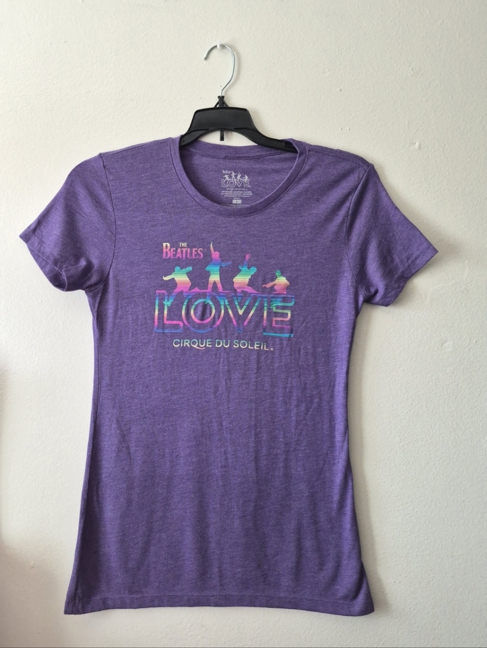 The Beatles Love Cirque Du Soleil Purple Rainbow Graphic Print Fitted T Shirt L